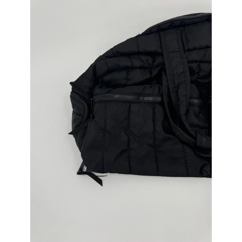 Pajar Canada Black Quilted Puffer‎ Duffel Bag Orange Lining Travel Gym CA56188